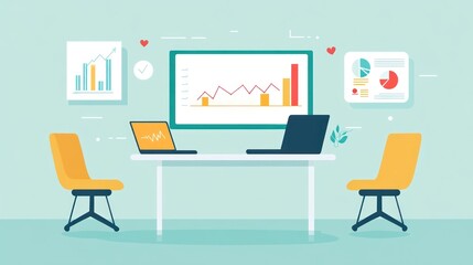 Poster - Office Meeting Room with Data Projections