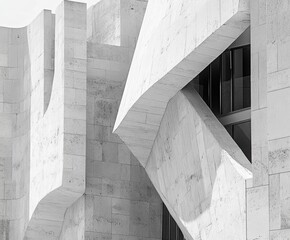 Poster - geometric lines: a striking black and white architectural photograph featuring the interplay of stro