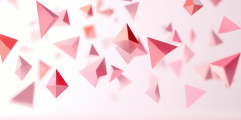 Poster - Abstract Geometric Elegance: A mesmerizing array of geometric shapes, predominantly pyramids and triangles, floats gracefully, creating a visually captivating and artistic composition. 