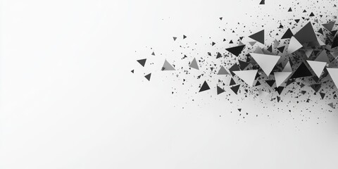 Poster - Geometric Formation: An abstract composition of geometric shapes explodes from the right of frame, creating a sense of dynamic movement and modern design.