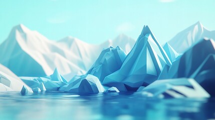 Poster - Blue Low Poly Background with Geometric Shapes and Lines