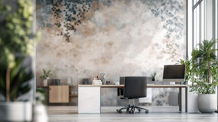 Poster - Modern Abstract Office Setting with Blurred Background Design