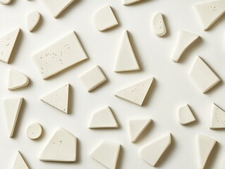 Poster - abstract ceramic shapes: a visually striking composition of various abstract ceramic shapes scattere