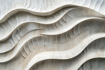 Poster - abstract wave pattern: a close-up shot of an artistic wall with a wave pattern creating a rhythmic a