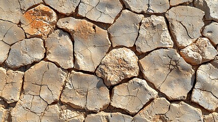 Aufkleber - Rustic Stone Wall Texture Background Beige Brown Cracked Seamless Pattern