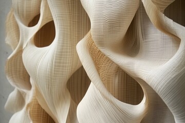Poster - Abstract Wooden Sculpture: A close-up captures the intricate details of an abstract wooden sculpture, showcasing its flowing curves and textures in a display of artistic craftsmanship.