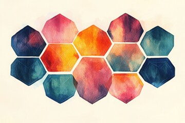 Poster - honeycomb art: a vibrant collection of watercolor-painted honeycomb shapes, each with unique color v