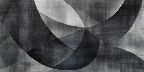 Poster - Abstract Geometric Design in Grayscale: A mesmerizing abstract composition featuring intersecting curved and geometric shapes, rendered in a subtle grayscale palette.