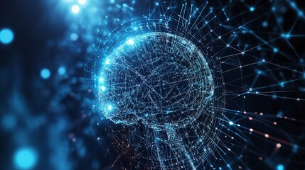 Poster - Abstract Concept of Artificial Intelligence with Digital Brain Visuals