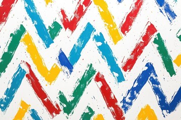 Poster - Vibrant Zigzag Abstract: An energetic display of color, with zigzag pattern made by brushstroke of vivid red, green, yellow, and blue lines create a dynamic design, perfect for a splash of joy.