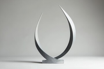 Poster - Abstract Sculpture in Monochrome: An elegant abstract sculpture with flowing, arcing lines, placed against a backdrop, capturing the essence of minimalism and modern design.