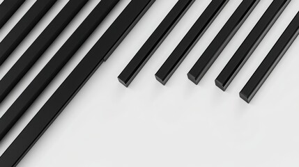 Poster - Minimalist Black Bars: A collection of sleek, black rectangular bars artfully arranged, creating a modern and abstract composition, with stark lines and a clean, uncluttered aesthetic. 
