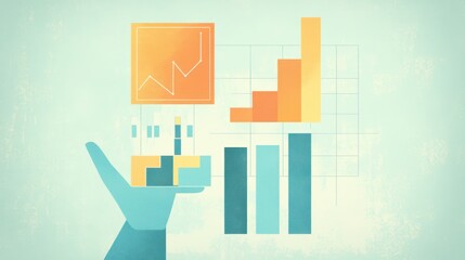 Poster - Hand holding data visualization, showing growth and analysis. Possible use Business report, presentation, education