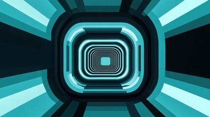Poster - Geometric Tunnel: A mesmerizing perspective of a teal-colored tunnel with concentric rectangular frames creates a sense of depth, evoking a journey into the unknown.