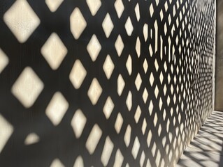 Poster - geometric shadows on wall: the interplay of light and shadow creates a captivating visual display, w