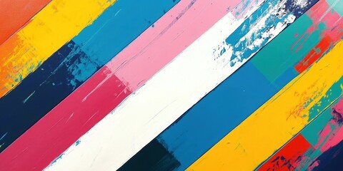 Poster - Colorful Brushstrokes: A vibrant abstract painting featuring bold brushstrokes of rainbow colors, creating a dynamic and expressive artwork.