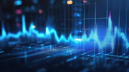Poster - Abstract Financial Graph with Lines Scaling Over a Digital Background