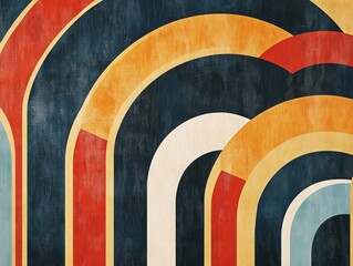 Poster - Archways of Color: A vibrant and inviting interior design element. Showcasing a bold pattern of overlapping archways in a spectrum of colors.