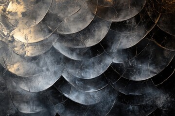 Poster - silver scales: an abstract, close-up shot of silver, overlapping scales creating a dynamic, textured