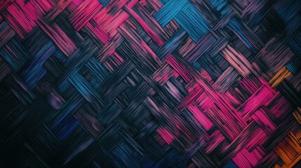 Poster - Intricate Weave: A mesmerizing close-up showcases the intricate patterns of interwoven threads, forming a vibrant and textured surface with a rich blend of colors.