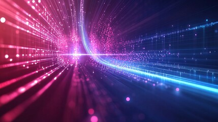 Poster - Abstract Technology Background with Moving Colorful Lines and Lights