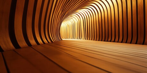 Poster - tunnel of wood: this image shows a stunning tunnel design with a warm and inviting atmosphere. the u