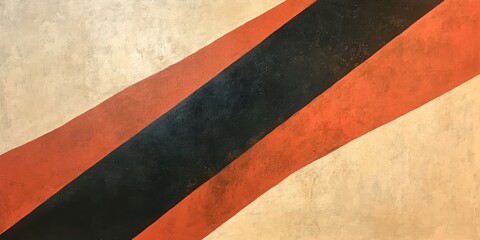 Poster - Abstract Striped Texture: A close-up shot of an abstract texture, featuring diagonal stripes in bold orange and black against a creamy background. 