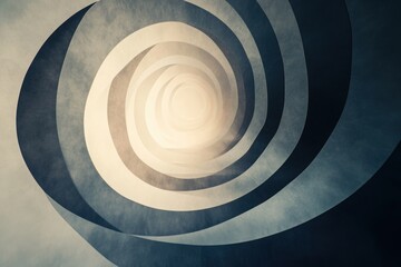 Poster - Whirlwind of Perspective: An abstract visual illusion created by concentric, layered rings that create a vortex effect, leading the viewer's eye to a point of light at the end.
