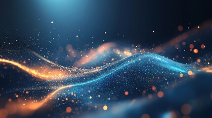 Poster - Abstract Technology Background with Flowing Lines and Glow Effects