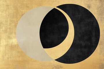 Poster - geometric lunar composition: a stunning abstract artwork features two overlapping circles with contr