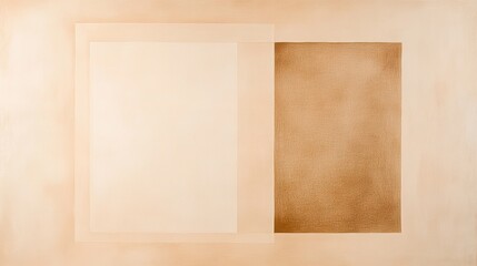 Poster - Abstract Minimalism: A stark composition of two contrasting rectangular shapes, one creamy white and the other a rich beige, is framed within a subtle light beige border.