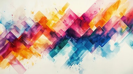 Poster - Abstract Watercolor Pattern: A vibrant abstract design featuring intersecting colorful watercolor brushstrokes, evoking a sense of energy, movement, and artistic expression.