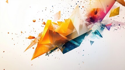 Poster - Abstract Geometry: An explosion of vibrant colors and geometric shapes create a dynamic and captivating visual, perfect for adding a modern and energetic touch to any design project. 