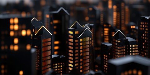 Poster - Modern architectural marvel showcasing upward movement in urban landscape Generative AI