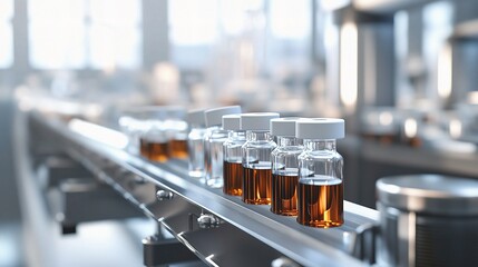 Poster - High-Quality 3D Render of Pharmaceutical Manufacturing Process