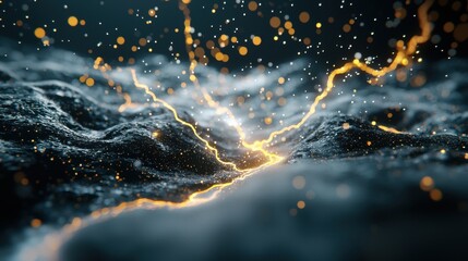 Wall Mural - a stream of glowing particles swirling and dancing against a dark background, resembling a cosmic ri