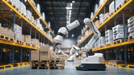 Poster - Advanced Automation in Logistics Warehouse with Robotic Arm Technology