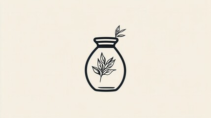 Poster - Elegant minimalist spice jar logo showcasing herbal branding in simple black and white design