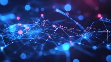 Poster - Abstract Technology Background with Moving Lines and Glow Effects