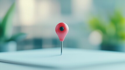 Poster - a classic red location pin with a black dot, casting a shadow on a white background, representing a 