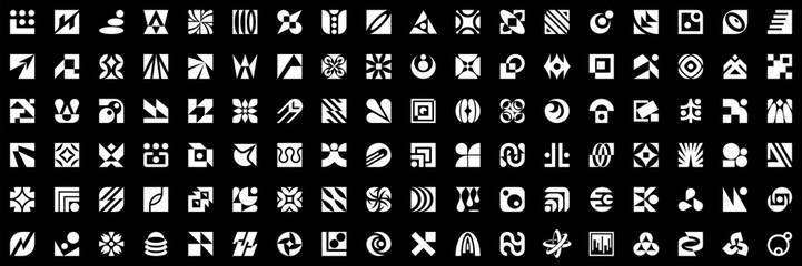 Poster - Abstract logos collection. Geometrical abstract logos. Icon design	
