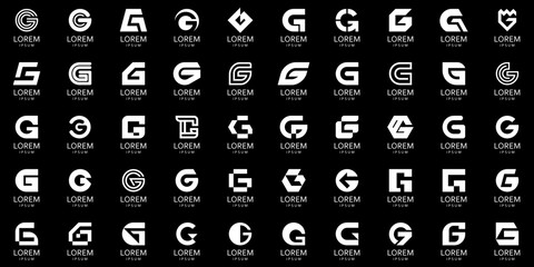 Poster - Logos collection with letter G. Geometric abstract logos. Icon design