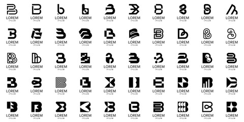 Poster - Logos collection with letter B. Geometric abstract logos. Icon design