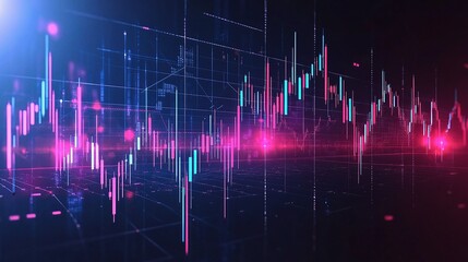 Poster - Abstract Financial Chart with Uptrend Lines and Digital Aesthetics