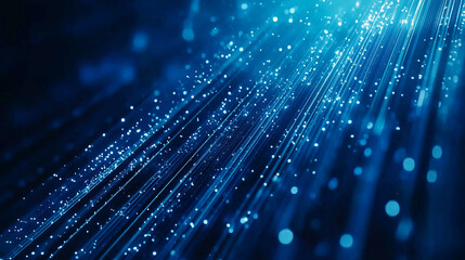 Poster - Abstract blue light streaks background digital art design technology glow dark dots data lines bright