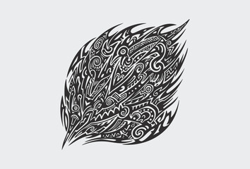 Vector tribal tattoo. Silhouette illustration. Isolated abstract element