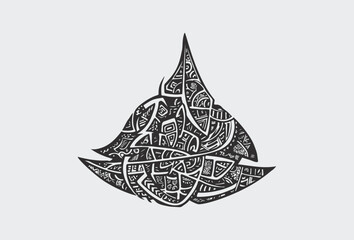 Vector tribal tattoo. Silhouette illustration. Isolated abstract element