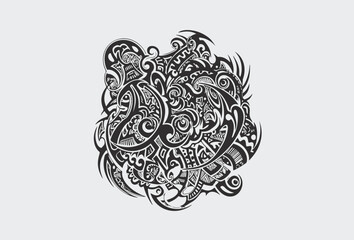 Vector tribal tattoo. Silhouette illustration. Isolated abstract element