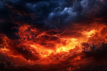 Wall Mural - a dramatic night sky with dark clouds and lightning, creating an ominous atmosphere.