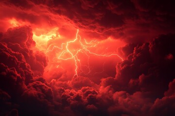 Wall Mural - a dramatic night sky with dark clouds and lightning, creating an ominous atmosphere.